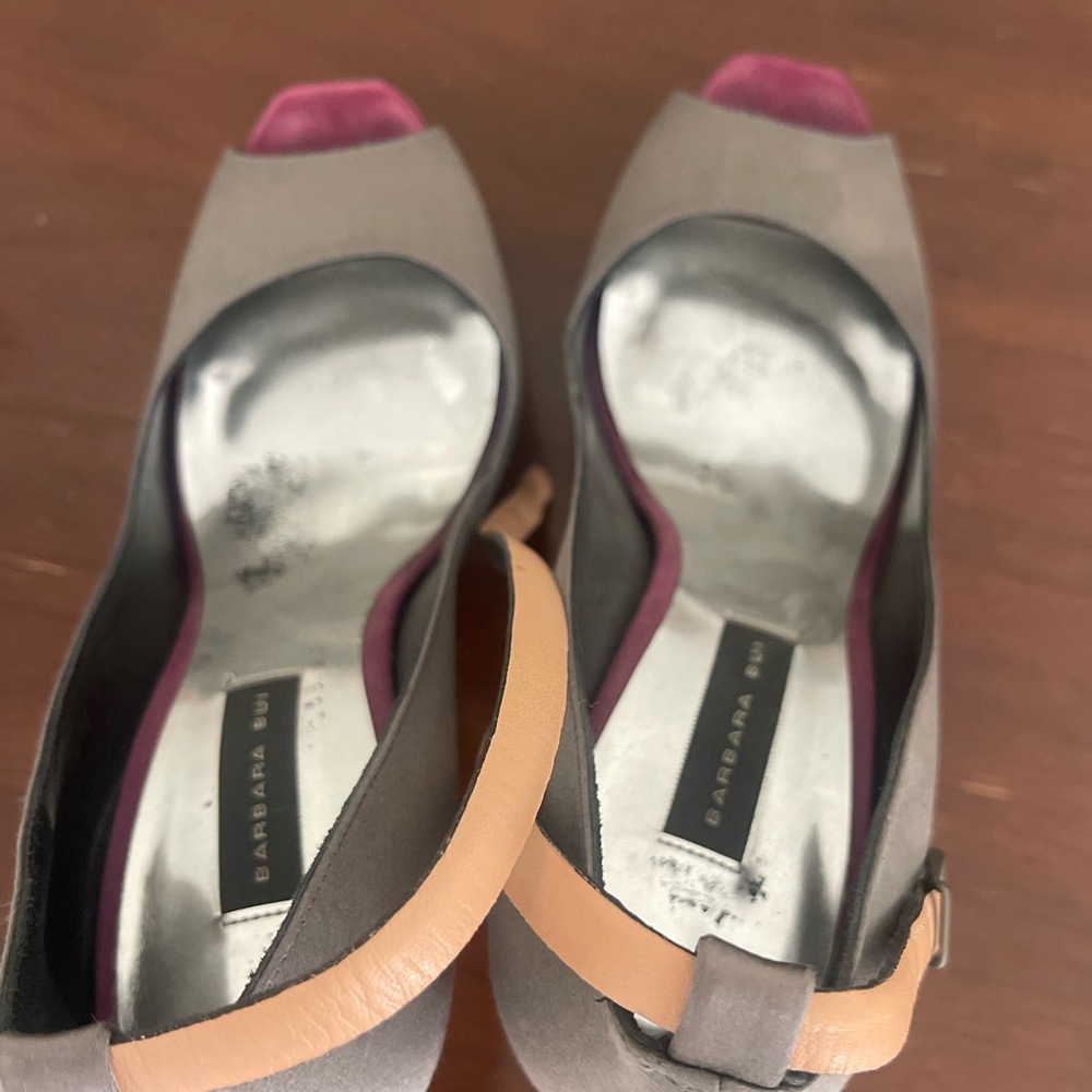 Barbara Bui grey/purple platform high heels.